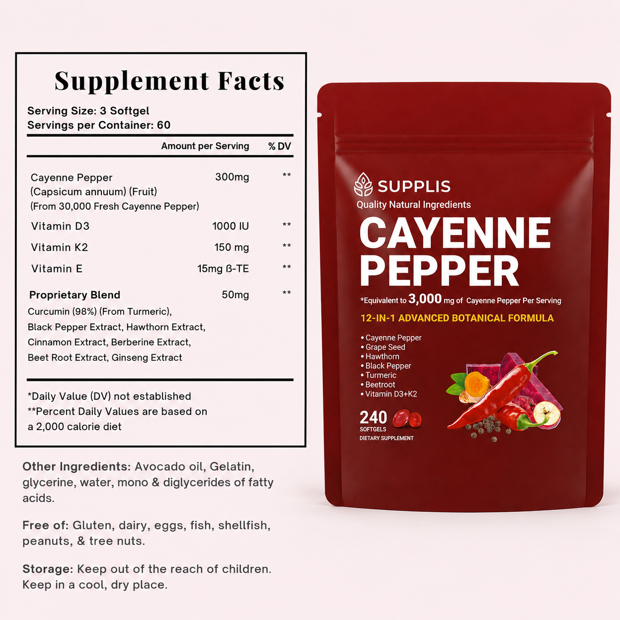 SUPPLIS® Capsaicin Softgels (240ct)